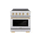 Autograph Edition 30 In. 4.2 Cu. Ft. Paramount Induction Range With 4 Element Cooktop And Electric Convection Oven In Stainless Steel With Polished Gold Accents