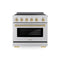 Autograph Edition 36 In. 5.2 Cu. Ft. Paramount Induction Range With 5 Element Cooktop And Electric Convection Oven In Stainless Steel With Champagne Bronze Accents