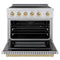 Autograph Edition 36 In. 5.2 Cu. Ft. Paramount Induction Range With 5 Element Cooktop And Electric Convection Oven In Stainless Steel With Champagne Bronze Accents