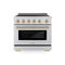Autograph Edition 36 In. 5.2 Cu. Ft. Paramount Induction Range With 5 Element Cooktop And Electric Convection Oven In Stainless Steel With Champagne Bronze Accents