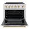 Autograph Edition 36 In. 5.2 Cu. Ft. Paramount Induction Range With 5 Element Cooktop And Electric Convection Oven In Stainless Steel With Polished Gold Accents