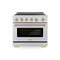 Autograph Edition 36 In. 5.2 Cu. Ft. Paramount Induction Range With 5 Element Cooktop And Electric Convection Oven In Stainless Steel With Polished Gold Accents
