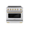 Autograph Edition 36 In. 5.2 Cu. Ft. Paramount Induction Range With 5 Element Cooktop And Electric Convection Oven In Stainless Steel With Champagne Bronze Helix Handle And Knob Accents