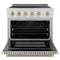 Autograph Edition 36 In. 5.2 Cu. Ft. Paramount Induction Range With 5 Element Cooktop And Electric Convection Oven In Stainless Steel With Champagne Bronze Helix Handle And Knob Accents