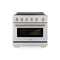 Autograph Edition 36 In. 5.2 Cu. Ft. Paramount Induction Range With 5 Element Cooktop And Electric Convection Oven In Stainless Steel With Champagne Bronze Helix Handle And Knob Accents