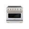 Autograph Edition 36 In. 5.2 Cu. Ft. Paramount Induction Range With 5 Element Cooktop And Electric Convection Oven In Stainless Steel With Polished Gold Helix Handle And Knob Accents