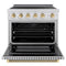 Autograph Edition 36 In. 5.2 Cu. Ft. Paramount Induction Range With 5 Element Cooktop And Electric Convection Oven In Stainless Steel With Polished Gold Helix Handle And Knob Accents