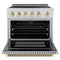 Autograph Edition 36 In. 5.2 Cu. Ft. Paramount Induction Range With 5 Element Cooktop And Electric Convection Oven In Stainless Steel With Polished Gold Helix Handle And Knob Accents