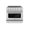 Autograph Edition 36 In. 5.2 Cu. Ft. Paramount Induction Range With 5 Element Cooktop And Electric Convection Oven In Stainless Steel With Polished Nickel Helix Handle And Knob Accents