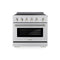 Autograph Edition 36 In. 5.2 Cu. Ft. Paramount Induction Range With 5 Element Cooktop And Electric Convection Oven In Stainless Steel With Polished Nickel Helix Handle And Knob Accents