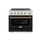 Autograph Edition 36 In. 5.2 Cu. Ft. Paramount Induction Range With 5 Element Cooktop And Electric Convection Oven In Stainless Steel With Black Matte Door And Champagne Bronze Accents