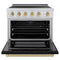 Autograph Edition 36 In. 5.2 Cu. Ft. Paramount Induction Range With 5 Element Cooktop And Electric Convection Oven In Stainless Steel With Black Matte Door And Champagne Bronze Accents
