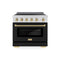Autograph Edition 36 In. 5.2 Cu. Ft. Paramount Induction Range With 5 Element Cooktop And Electric Convection Oven In Stainless Steel With Black Matte Door And Champagne Bronze Accents