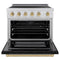 Autograph Edition 36 In. 5.2 Cu. Ft. Paramount Induction Range With 5 Element Cooktop And Electric Convection Oven In Stainless Steel With Black Matte Door And Champagne Bronze Accents