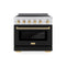 Autograph Edition 36 In. 5.2 Cu. Ft. Paramount Induction Range With 5 Element Cooktop And Electric Convection Oven In Stainless Steel With Black Matte Door And Polished Gold Accents