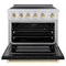 Autograph Edition 36 In. 5.2 Cu. Ft. Paramount Induction Range With 5 Element Cooktop And Electric Convection Oven In Stainless Steel With Black Matte Door And Polished Gold Accents