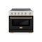 Autograph Edition 36 In. 5.2 Cu. Ft. Paramount Induction Range With 5 Element Cooktop And Electric Convection Oven In Stainless Steel With Black Matte Door And Polished Gold Accents