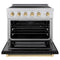 Autograph Edition 36 In. 5.2 Cu. Ft. Paramount Induction Range With 5 Element Cooktop And Electric Convection Oven In Stainless Steel With Black Matte Door And Polished Gold Accents