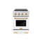 Autograph Edition 24 In. 3.2 Cu. Ft. Paramount Induction Range With 3 Element Cooktop And Electric Convection Oven In Stainless Steel With White Matte Door And Champagne Bronze Accents