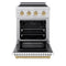 Autograph Edition 24 In. 3.2 Cu. Ft. Paramount Induction Range With 3 Element Cooktop And Electric Convection Oven In Stainless Steel With White Matte Door And Champagne Bronze Accents