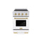 Autograph Edition 24 In. 3.2 Cu. Ft. Paramount Induction Range With 3 Element Cooktop And Electric Convection Oven In Stainless Steel With White Matte Door And Champagne Bronze Accents