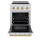 Autograph Edition 24 In. 3.2 Cu. Ft. Paramount Induction Range With 3 Element Cooktop And Electric Convection Oven In Stainless Steel With White Matte Door And Champagne Bronze Accents