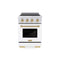 Autograph Edition 24 In. 3.2 Cu. Ft. Paramount Induction Range With 3 Element Cooktop And Electric Convection Oven In Stainless Steel With White Matte Door And Champagne Bronze Accents