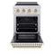 Autograph Edition 24 In. 3.2 Cu. Ft. Paramount Induction Range With 3 Element Cooktop And Electric Convection Oven In Stainless Steel With White Matte Door And Champagne Bronze Accents
