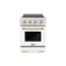 Autograph Edition 24 In. 3.2 Cu. Ft. Paramount Induction Range With 3 Element Cooktop And Electric Convection Oven In Stainless Steel With White Matte Door And Polished Gold Accents