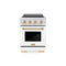 Autograph Edition 24 In. 3.2 Cu. Ft. Paramount Induction Range With 3 Element Cooktop And Electric Convection Oven In Stainless Steel With White Matte Door And Polished Gold Accents