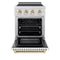 Autograph Edition 24 In. 3.2 Cu. Ft. Paramount Induction Range With 3 Element Cooktop And Electric Convection Oven In Stainless Steel With White Matte Door And Polished Gold Accents