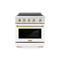 Autograph Edition 30 In. 4.2 Cu. Ft. Paramount Induction Range With 4 Element Cooktop And Electric Convection Oven In Stainless Steel With White Matte Door And Champagne Bronze Accents
