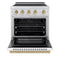 Autograph Edition 30 In. 4.2 Cu. Ft. Paramount Induction Range With 4 Element Cooktop And Electric Convection Oven In Stainless Steel With White Matte Door And Champagne Bronze Accents
