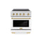 Autograph Edition 30 In. 4.2 Cu. Ft. Paramount Induction Range With 4 Element Cooktop And Electric Convection Oven In Stainless Steel With White Matte Door And Champagne Bronze Accents