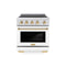 Autograph Edition 30 In. 4.2 Cu. Ft. Paramount Induction Range With 4 Element Cooktop And Electric Convection Oven In Stainless Steel With White Matte Door And Polished Gold Accents