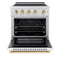 Autograph Edition 30 In. 4.2 Cu. Ft. Paramount Induction Range With 4 Element Cooktop And Electric Convection Oven In Stainless Steel With White Matte Door And Polished Gold Accents