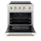 Autograph Edition 30 In. 4.2 Cu. Ft. Paramount Induction Range With 4 Element Cooktop And Electric Convection Oven In Stainless Steel With White Matte Door And Polished Gold Accents