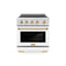 Autograph Edition 30 In. 4.2 Cu. Ft. Paramount Induction Range With 4 Element Cooktop And Electric Convection Oven In Stainless Steel With White Matte Door And Polished Gold Accents