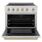 Autograph Edition 36 In. 5.2 Cu. Ft. Paramount Induction Range With 5 Element Cooktop And Electric Convection Oven In Stainless Steel With White Matte Door And Champagne Bronze Accents