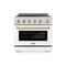 Autograph Edition 36 In. 5.2 Cu. Ft. Paramount Induction Range With 5 Element Cooktop And Electric Convection Oven In Stainless Steel With White Matte Door And Champagne Bronze Accents