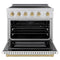 Autograph Edition 36 In. 5.2 Cu. Ft. Paramount Induction Range With 5 Element Cooktop And Electric Convection Oven In Stainless Steel With White Matte Door And Champagne Bronze Accents
