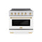 Autograph Edition 36 In. 5.2 Cu. Ft. Paramount Induction Range With 5 Element Cooktop And Electric Convection Oven In Stainless Steel With White Matte Door And Polished Gold Accents