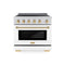 Autograph Edition 36 In. 5.2 Cu. Ft. Paramount Induction Range With 5 Element Cooktop And Electric Convection Oven In Stainless Steel With White Matte Door And Polished Gold Accents