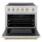Autograph Edition 36 In. 5.2 Cu. Ft. Paramount Induction Range With 5 Element Cooktop And Electric Convection Oven In Stainless Steel With White Matte Door And Polished Gold Accents