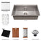 33 In. Garmisch Undermount Single Bowl Satin Stainless Steel Kitchen Sink With Bottom Grid And Accessories