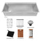 43" Garmisch Undermount Single Bowl Kitchen Sink with Bottom Grid and Accessories