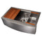 33 In. Moritz Farmhouse Apron Mount Single Bowl Satin Stainless Steel Kitchen Sink With Bottom Grid And Accessories