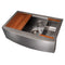 33 In. Moritz Farmhouse Apron Mount Single Bowl Satin Stainless Steel Kitchen Sink With Bottom Grid And Accessories