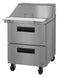 Refrigerator, Single Section Mega Top Prep Table, Stainless Drawers