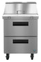 Refrigerator, Single Section Mega Top Prep Table, Stainless Drawers